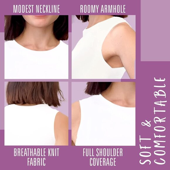 Modest High Neck Tank Top Women's Sleeveless Breathable Stretchy Casual - Picture 2 of 5